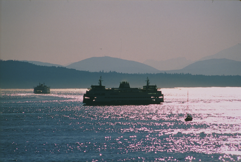 Seattle public ferries on Elliott Bay