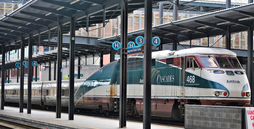 Amtrak Cascades Train at King Street Station - by Loco Steve (CC 3.0)